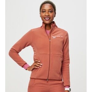 FIGS On Shift Fleece Jacket Spiced Cider Orange Women’s Size XS